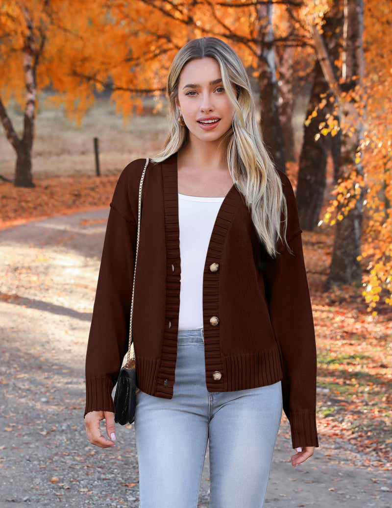 Zeagoo Women's Cropped Cardigan 2024 Fall Button Sweaters-tidenox