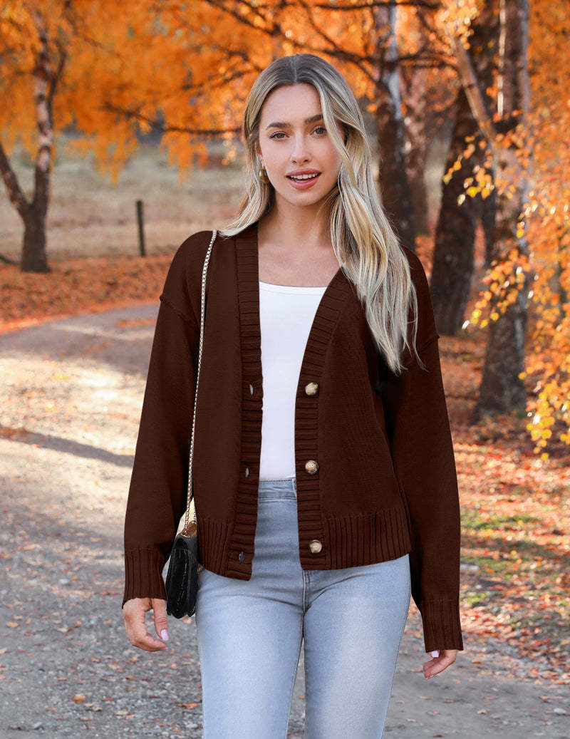 Zeagoo Women's Cropped Cardigan 2024 Fall Button Sweaters-tidenox