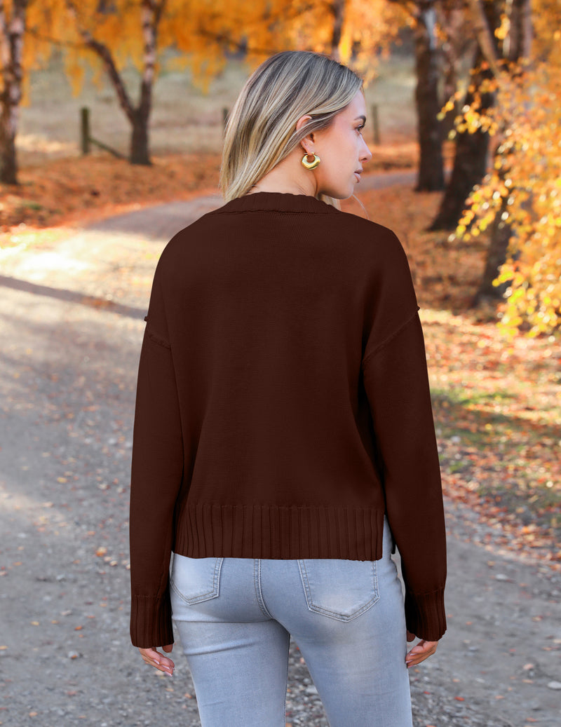 Zeagoo Women's Cropped Cardigan 2024 Fall Button Sweaters-tidenox