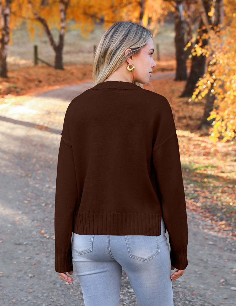 Zeagoo Women's Cropped Cardigan 2024 Fall Button Sweaters-tidenox