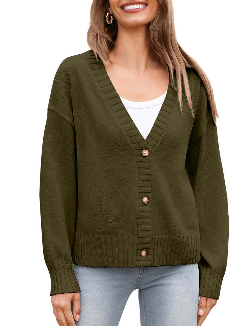 Zeagoo Women's Cropped Cardigan 2024 Fall Button Sweaters-tidenox