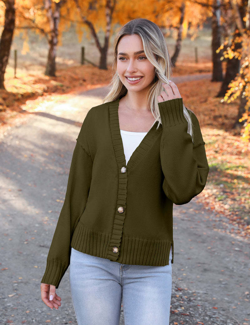 Zeagoo Women's Cropped Cardigan 2024 Fall Button Sweaters-tidenox