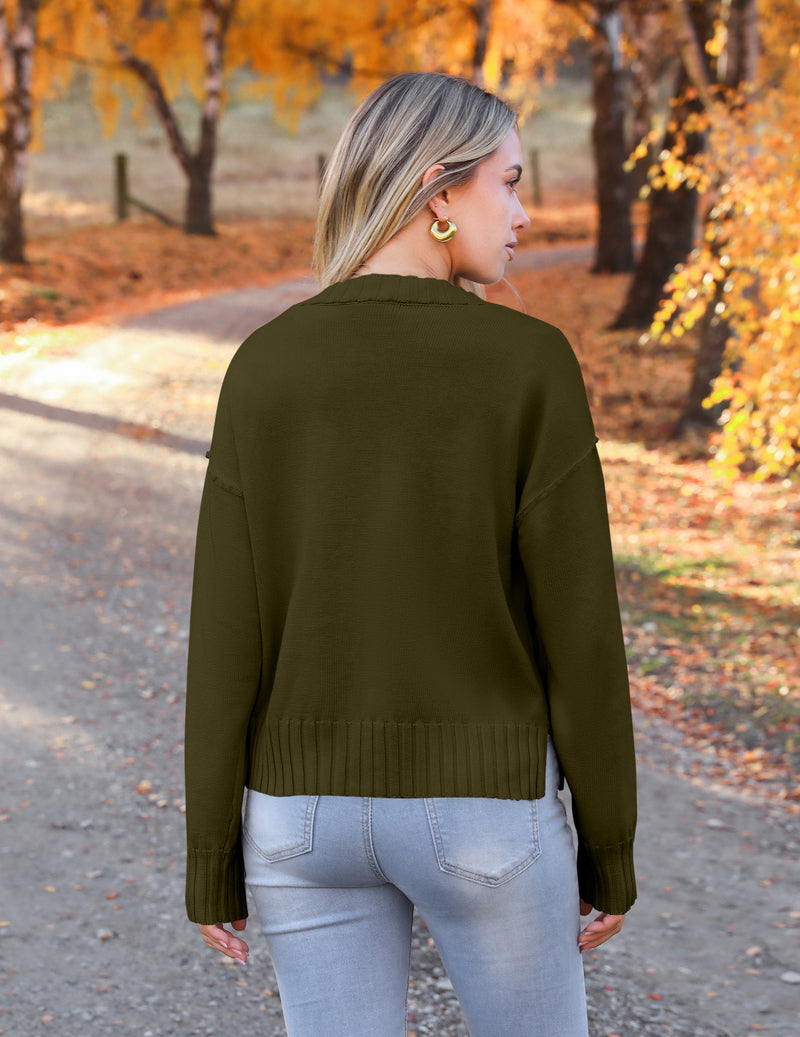 Zeagoo Women's Cropped Cardigan 2024 Fall Button Sweaters-tidenox