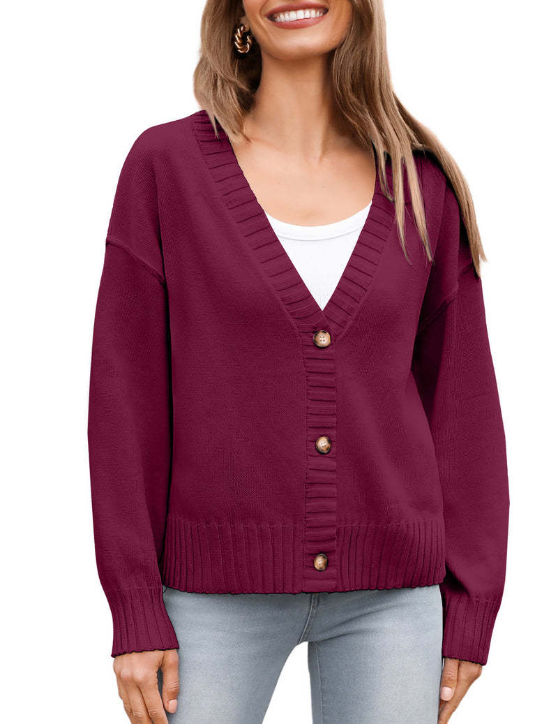 Zeagoo Women's Cropped Cardigan 2024 Fall Button Sweaters-tidenox