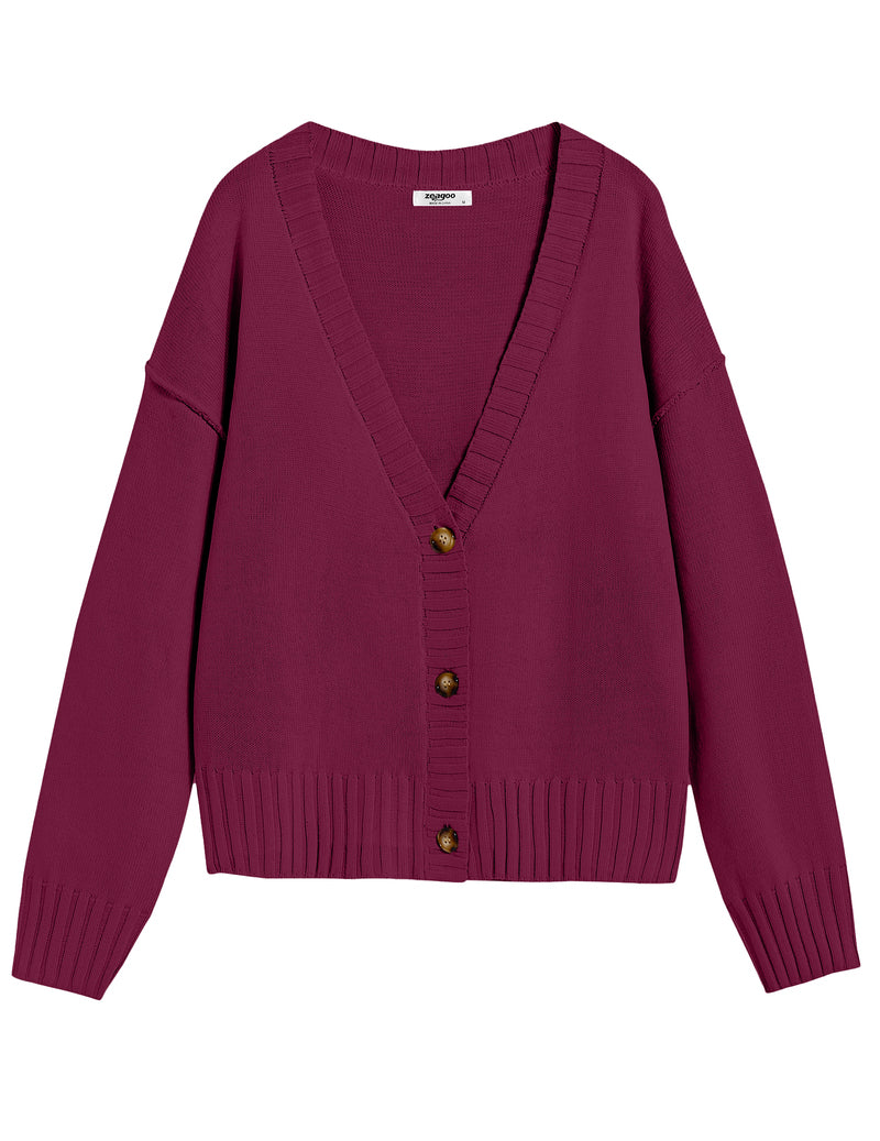 Zeagoo Women's Cropped Cardigan 2024 Fall Button Sweaters-tidenox