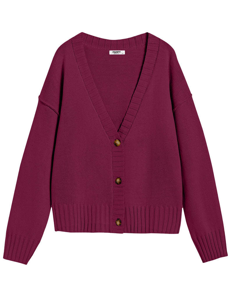 Zeagoo Women's Cropped Cardigan 2024 Fall Button Sweaters-tidenox