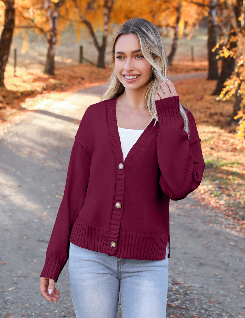 Zeagoo Women's Cropped Cardigan 2024 Fall Button Sweaters-tidenox