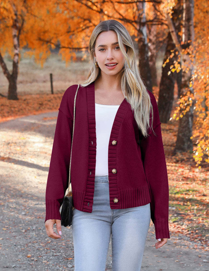 Zeagoo Women's Cropped Cardigan 2024 Fall Button Sweaters-tidenox