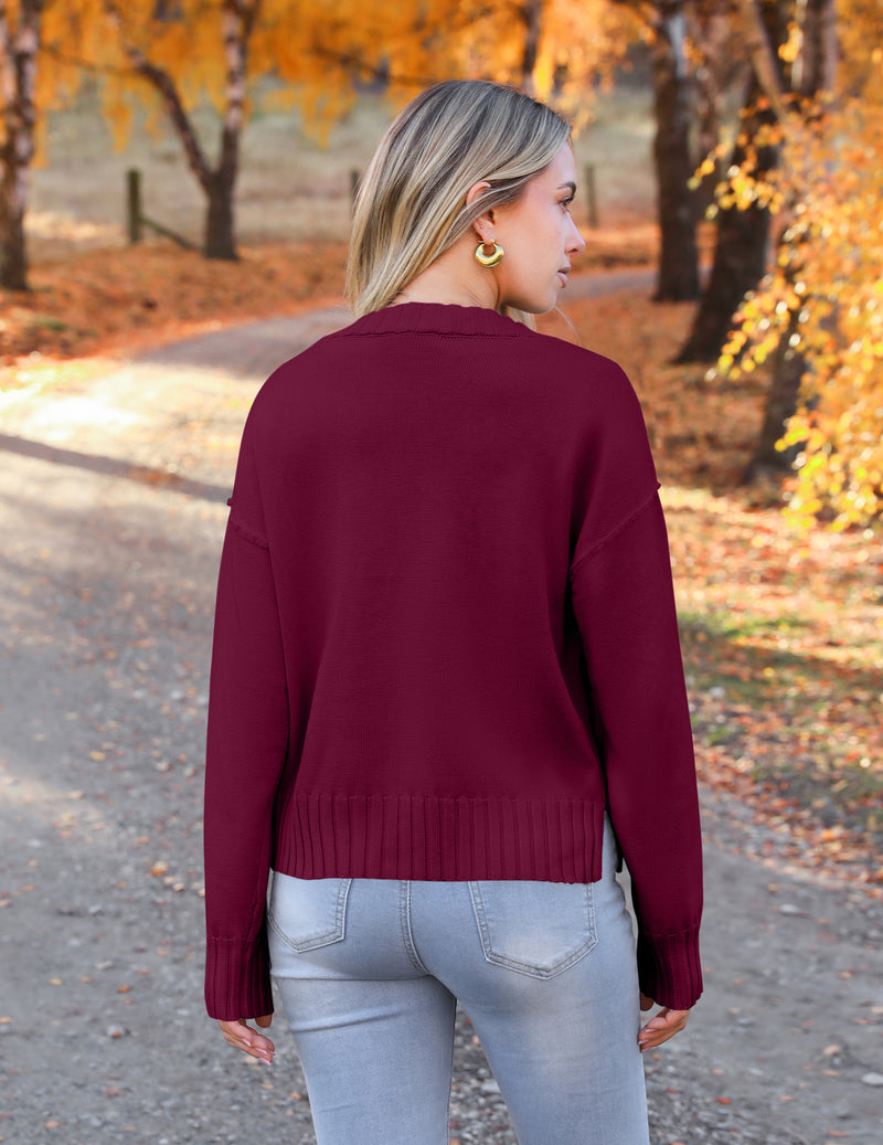 Zeagoo Women's Cropped Cardigan 2024 Fall Button Sweaters-tidenox