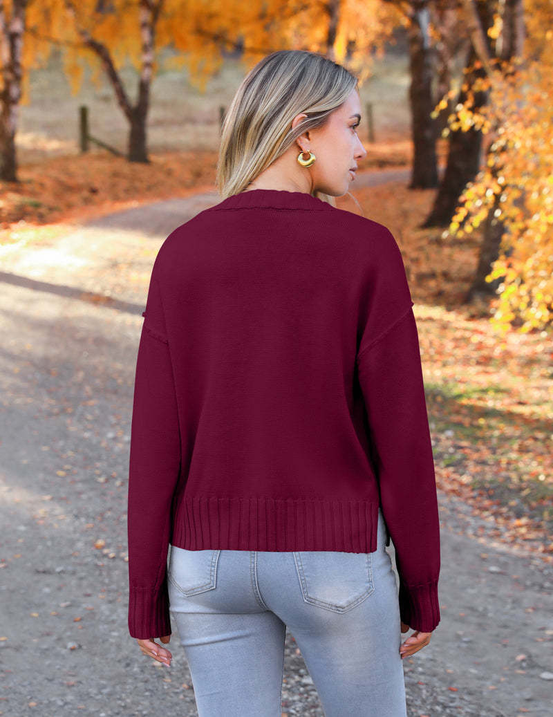 Zeagoo Women's Cropped Cardigan 2024 Fall Button Sweaters-tidenox