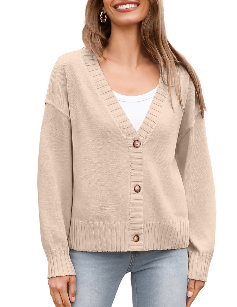 Zeagoo Women's Cropped Cardigan 2024 Fall Button Sweaters-tidenox
