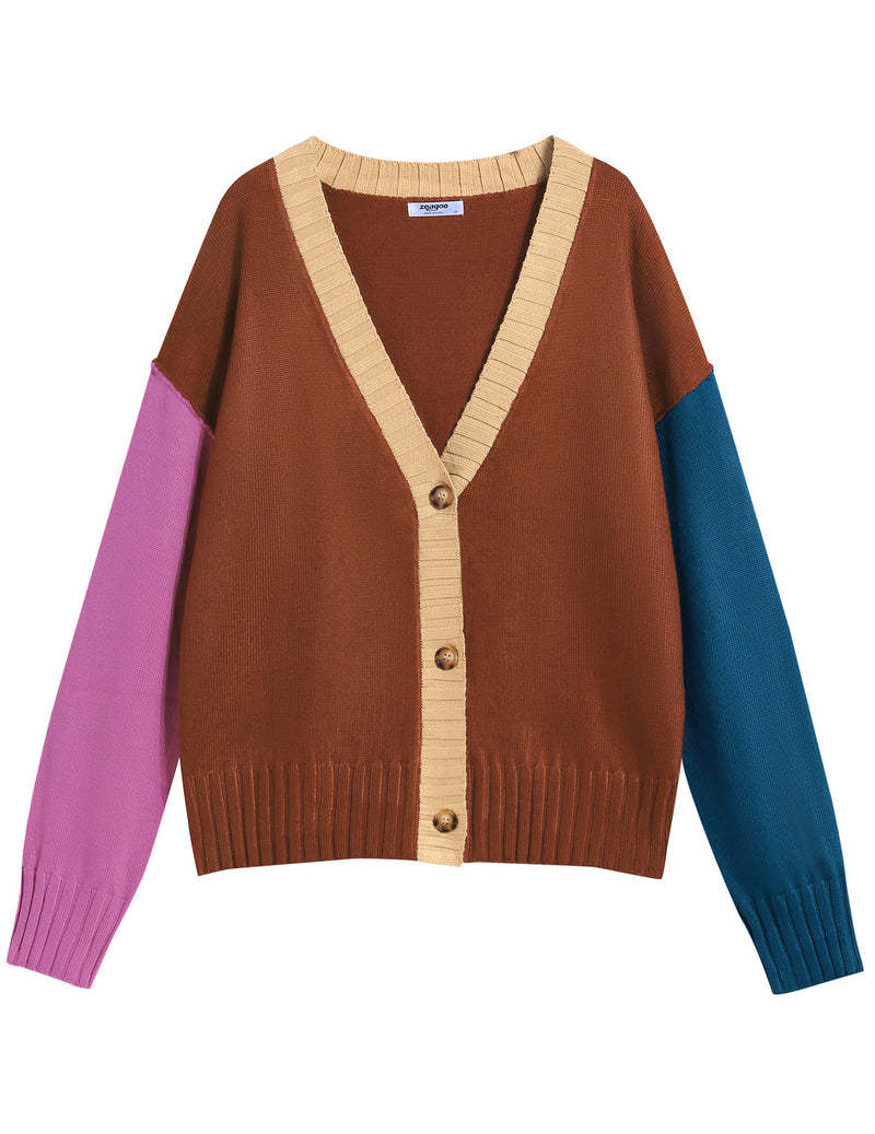 Zeagoo Women's Cropped Cardigan 2024 Fall Button Sweaters-tidenox