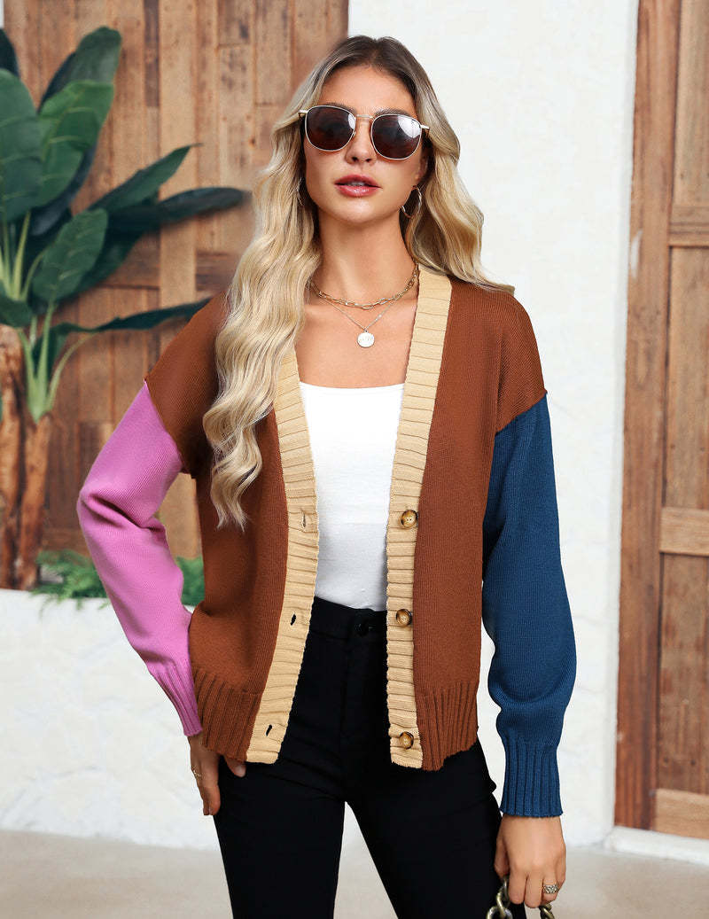 Zeagoo Women's Cropped Cardigan 2024 Fall Button Sweaters-tidenox