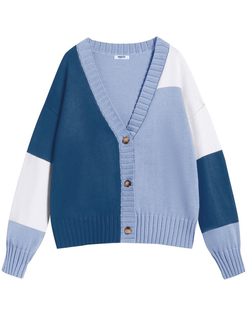 Zeagoo Women's Cropped Cardigan 2024 Fall Button Sweaters-tidenox