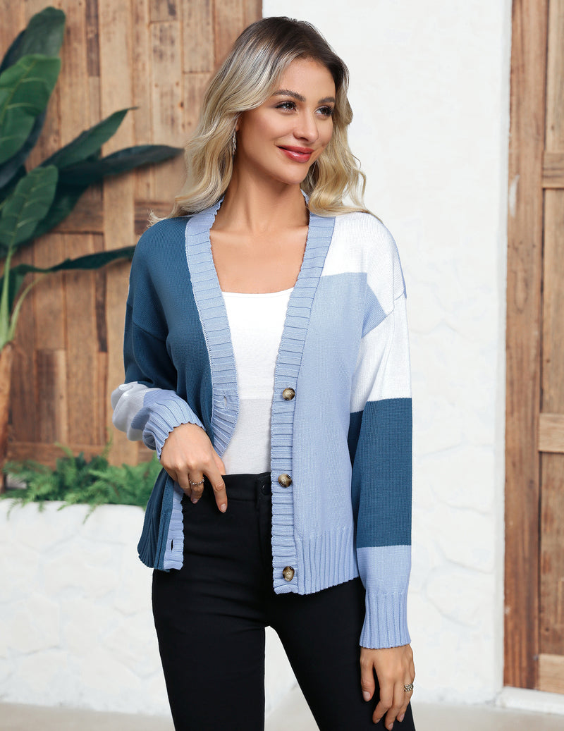 Zeagoo Women's Cropped Cardigan 2024 Fall Button Sweaters-tidenox