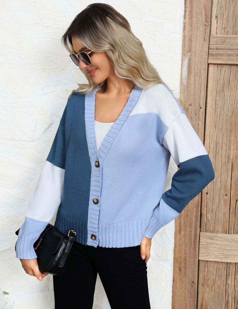 Zeagoo Women's Cropped Cardigan 2024 Fall Button Sweaters-tidenox