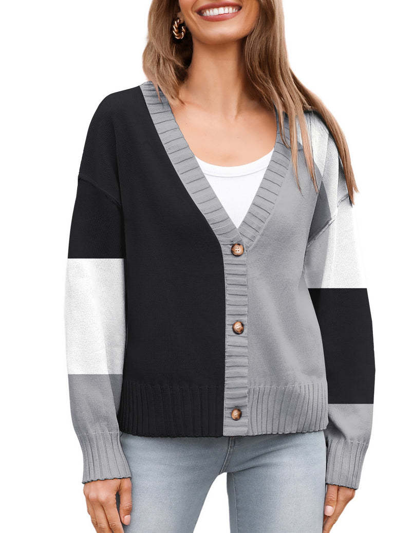 Zeagoo Women's Cropped Cardigan 2024 Fall Button Sweaters-tidenox