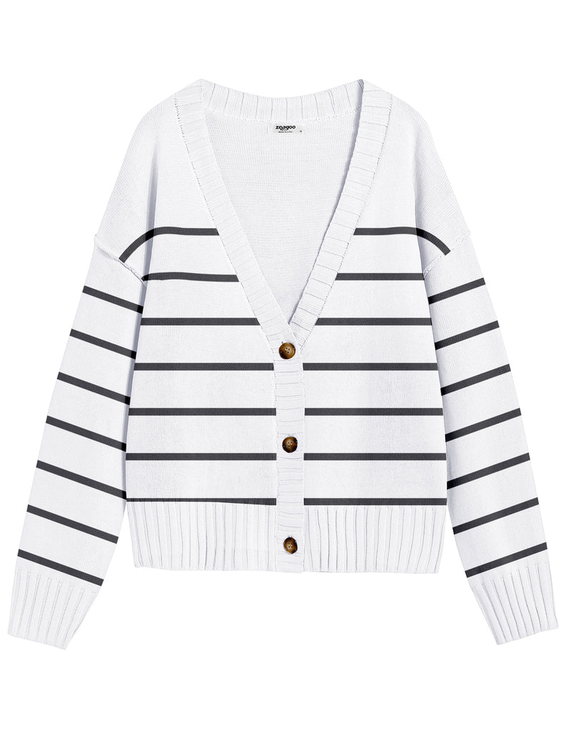 Zeagoo Women's Cropped Cardigan 2024 Fall Button Sweaters-tidenox