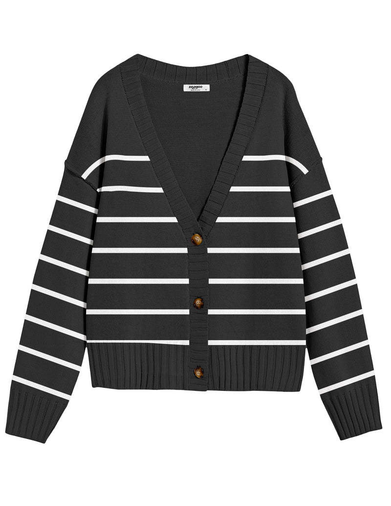 Zeagoo Women's Cropped Cardigan 2024 Fall Button Sweaters-tidenox