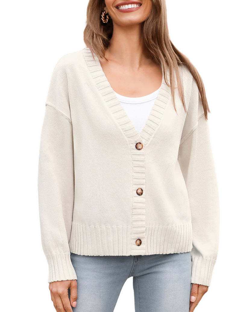 Zeagoo Women's Cropped Cardigan 2024 Fall Button Sweaters-tidenox
