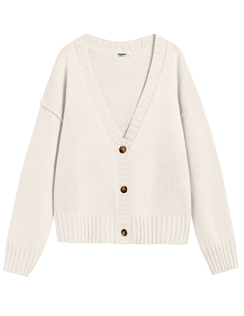Zeagoo Women's Cropped Cardigan 2024 Fall Button Sweaters-tidenox