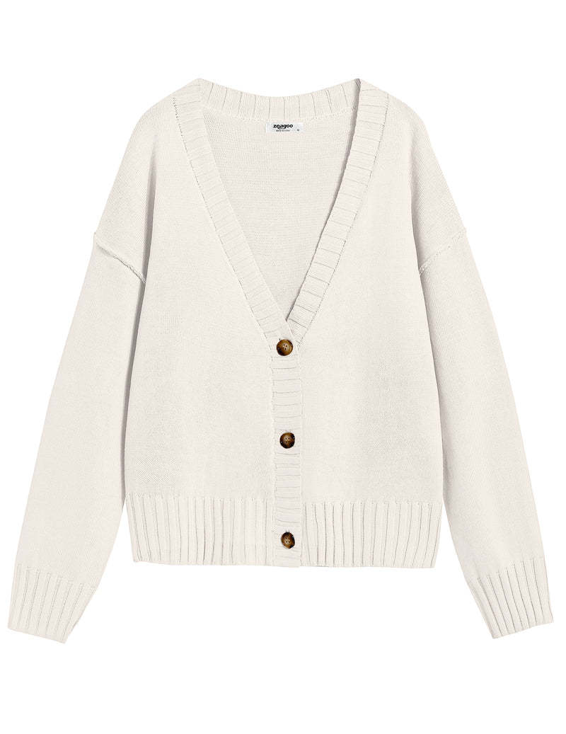 Zeagoo Women's Cropped Cardigan 2024 Fall Button Sweaters-tidenox