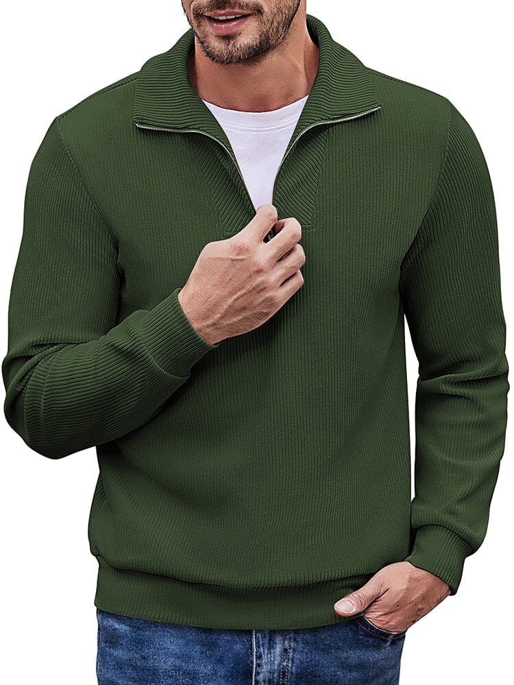 Men's long sleeve zip-up casual polo sweatshirt-tidenox