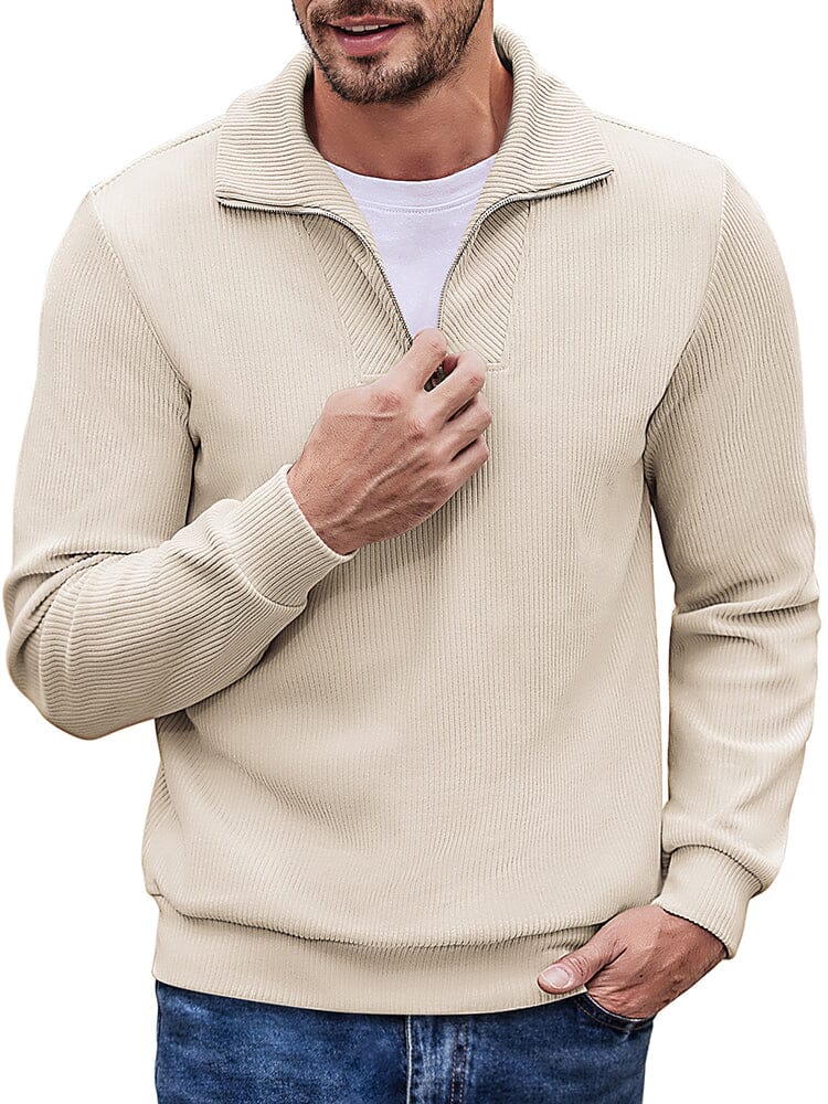 Men's long sleeve zip-up casual polo sweatshirt-tidenox