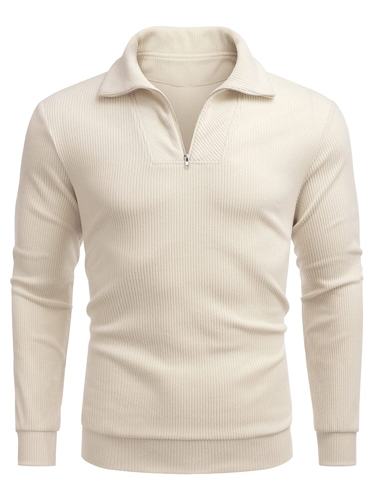Men's long sleeve zip-up casual polo sweatshirt-tidenox