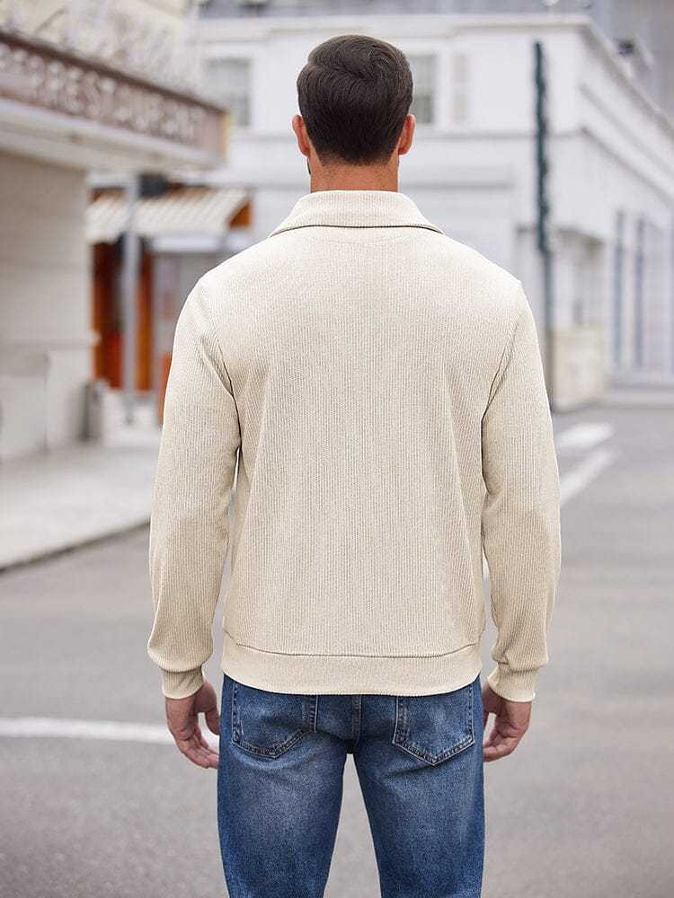 Men's long sleeve zip-up casual polo sweatshirt-tidenox