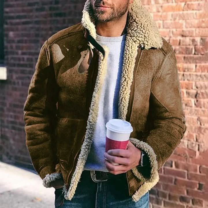 Veste Rugged Sheepdog en cuir, shearling et résistante pour homme-tidenox