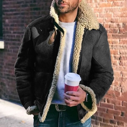 Veste Rugged Sheepdog en cuir, shearling et résistante pour homme-tidenox