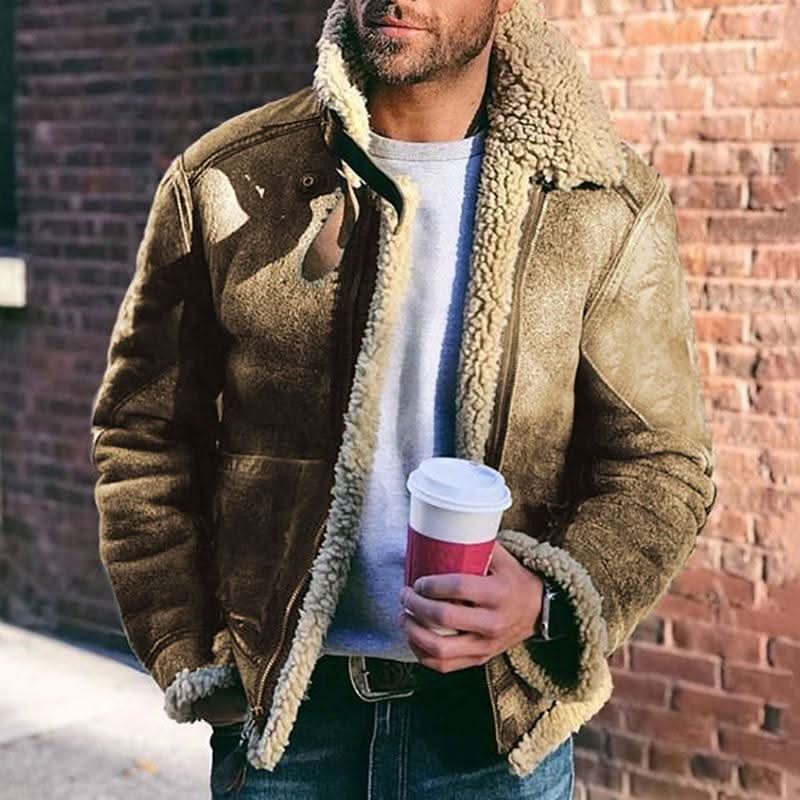 Veste Rugged Sheepdog en cuir, shearling et résistante pour homme-tidenox