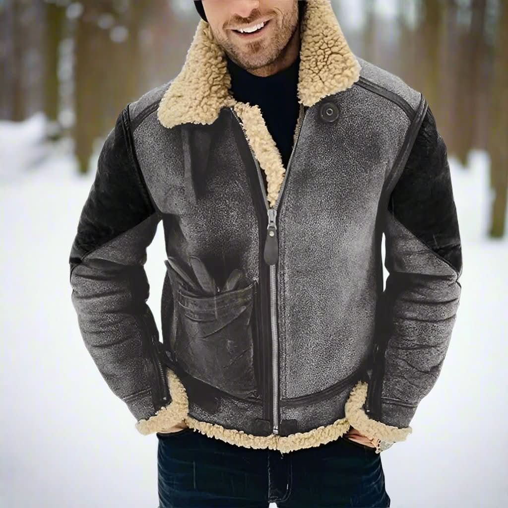 Veste Rugged Sheepdog en cuir, shearling et résistante pour homme-tidenox