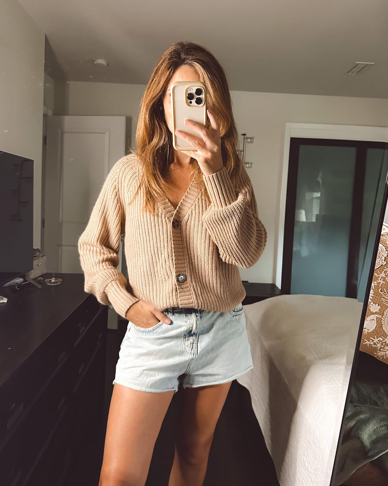 Zeagoo Women's 2023 Fall Chunky Knit Cardigans Open Front Long Sleeve V Neck Button Loose Cardigan Sweaters-tidenox