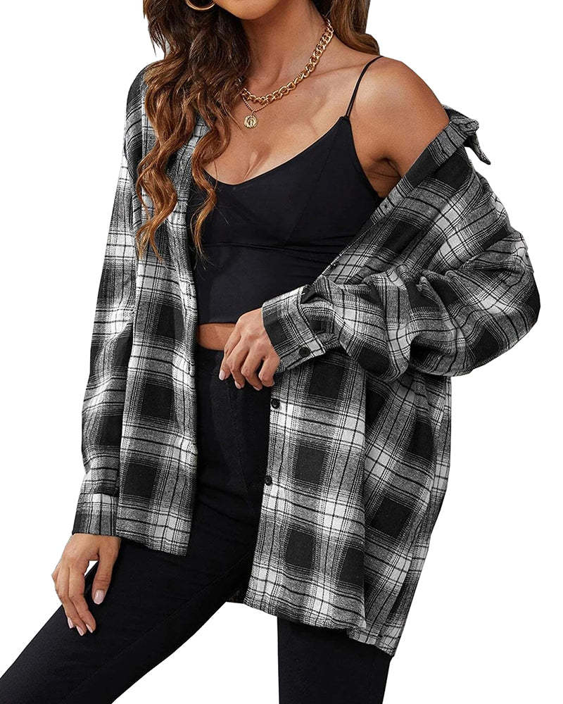 Zeagoo Womens Button Down Blouses Casual Flannel Plaid Shirts Long Sleeve Work Tops-tidenox