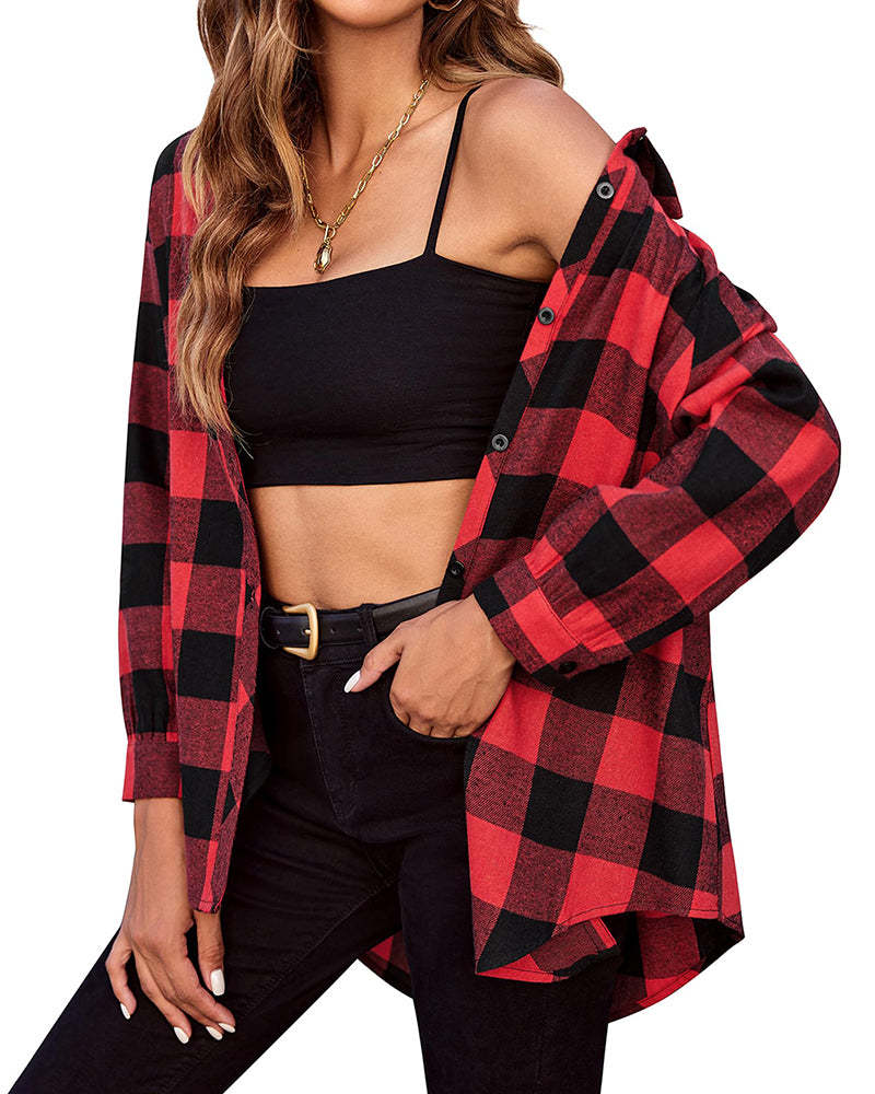 Zeagoo Womens Button Down Blouses Casual Flannel Plaid Shirts Long Sleeve Work Tops-tidenox