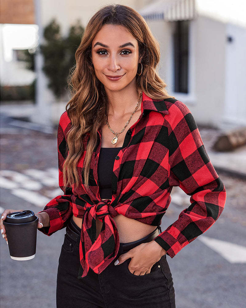 Zeagoo Womens Button Down Blouses Casual Flannel Plaid Shirts Long Sleeve Work Tops-tidenox