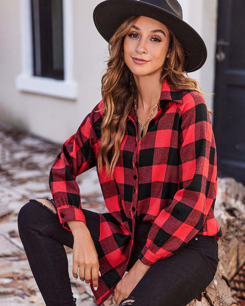 Zeagoo Womens Button Down Blouses Casual Flannel Plaid Shirts Long Sleeve Work Tops-tidenox