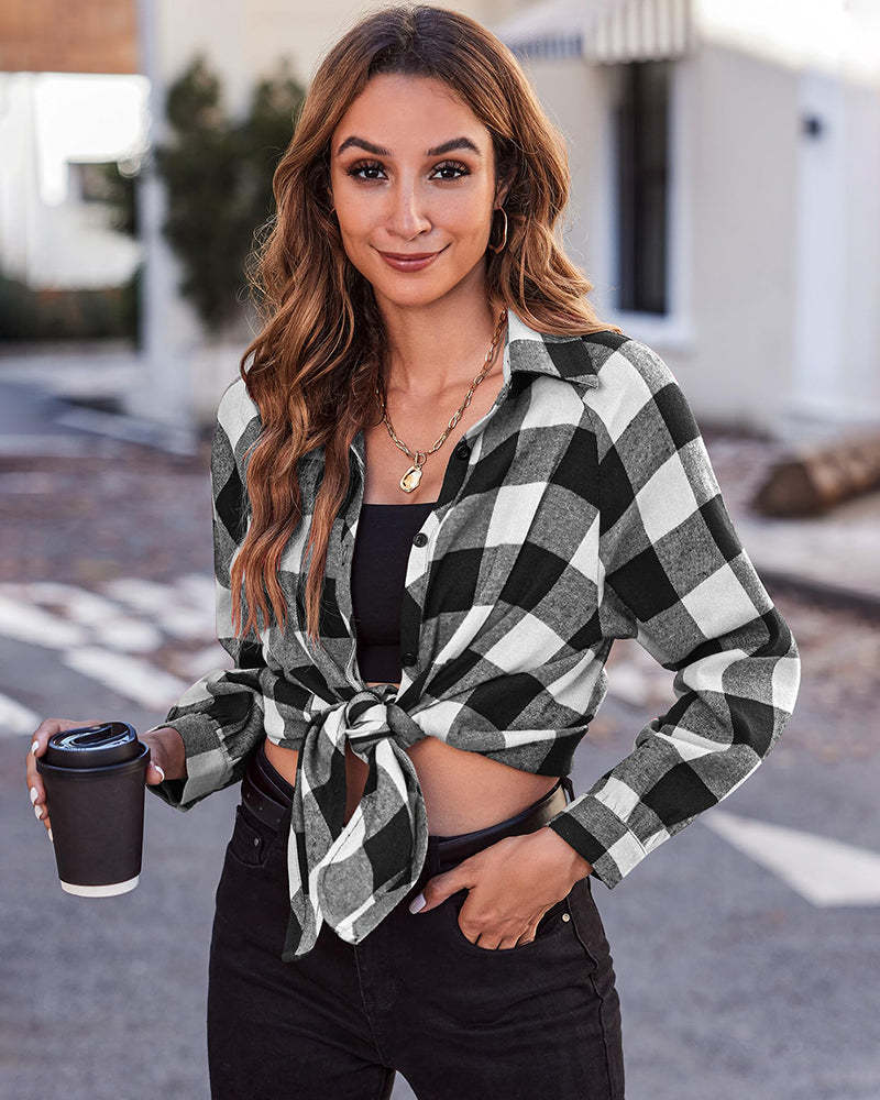 Zeagoo Womens Button Down Blouses Casual Flannel Plaid Shirts Long Sleeve Work Tops-tidenox