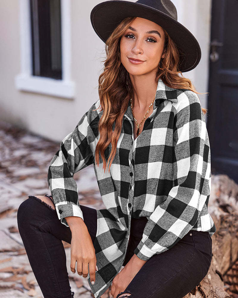 Zeagoo Womens Button Down Blouses Casual Flannel Plaid Shirts Long Sleeve Work Tops-tidenox
