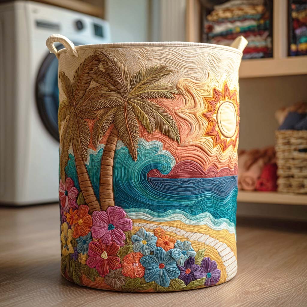 Ocean Quilted Laundry Basket NCU0QN043