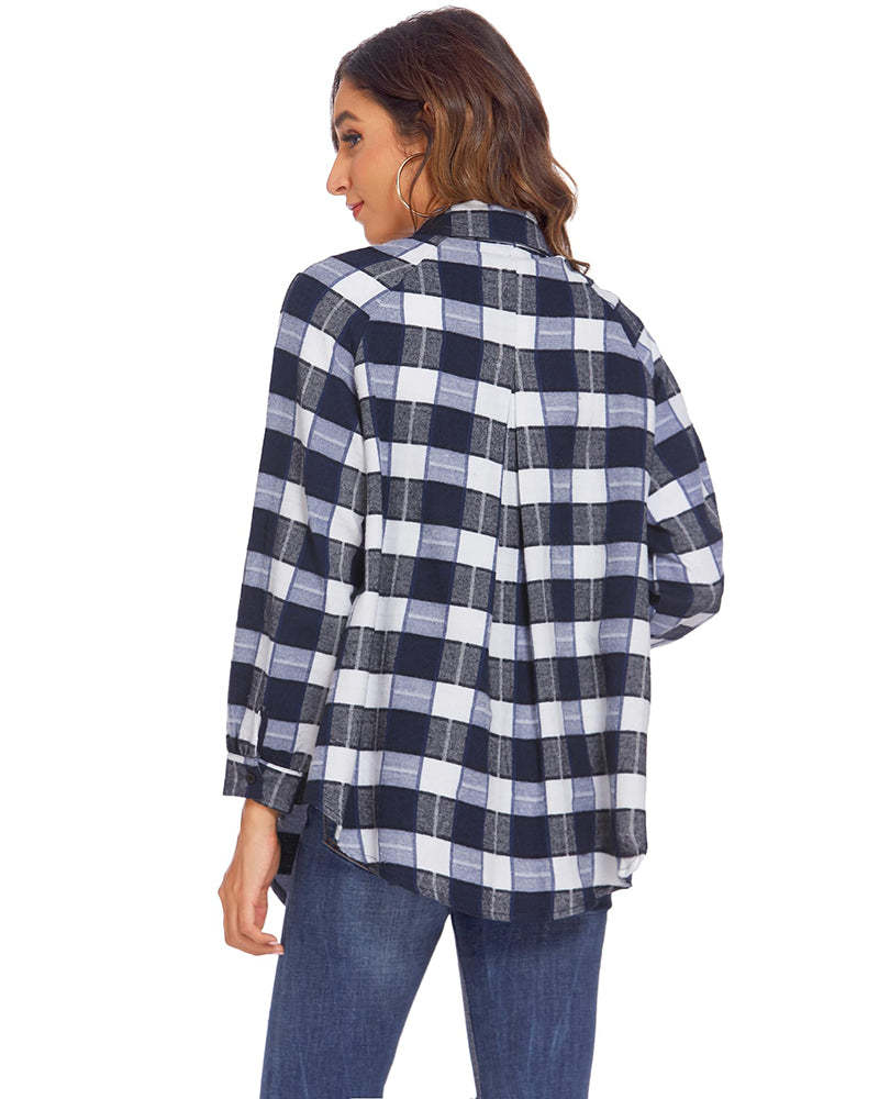 Zeagoo Womens Button Down Blouses Casual Flannel Plaid Shirts Long Sleeve Work Tops-tidenox