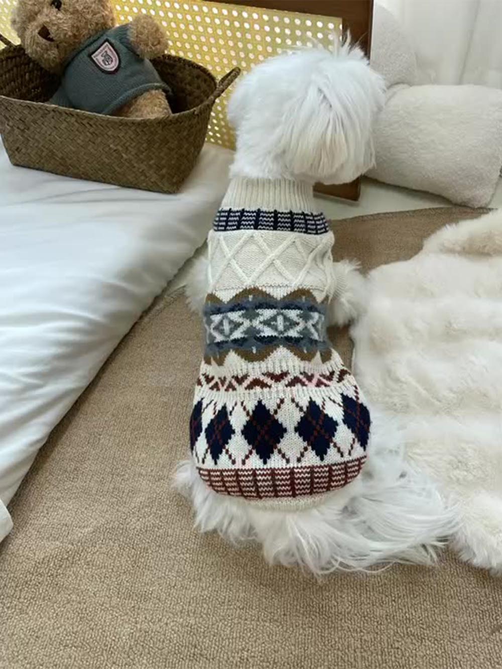 British Retro Argyle Fair Isle Sweater for Pet | NCS-tidenox
