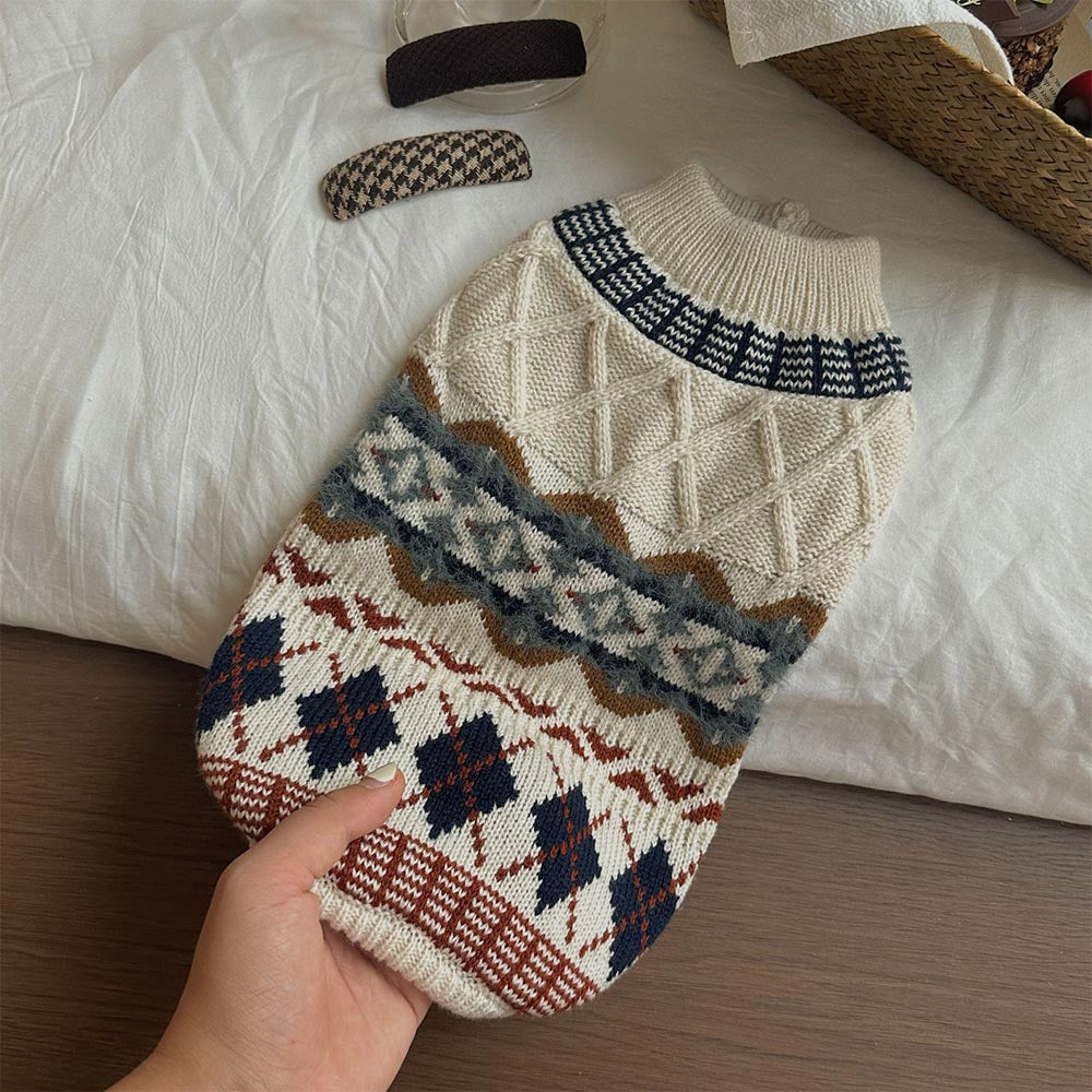 British Retro Argyle Fair Isle Sweater for Pet | NCS-tidenox