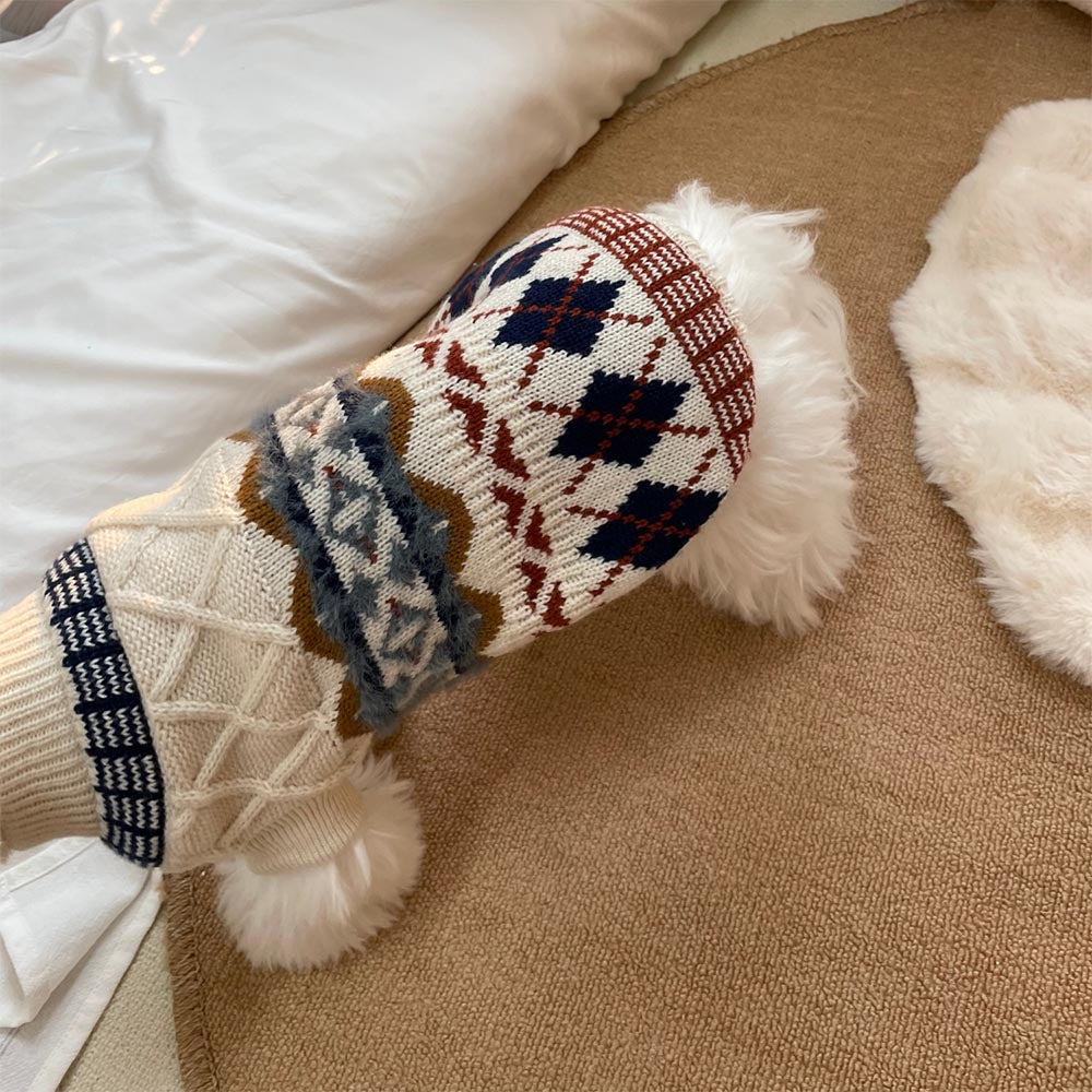 British Retro Argyle Fair Isle Sweater for Pet | NCS-tidenox