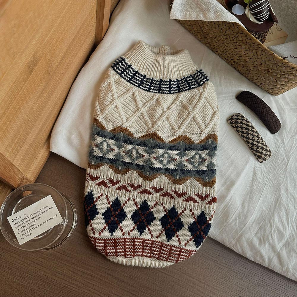 British Retro Argyle Fair Isle Sweater for Pet | NCS-tidenox