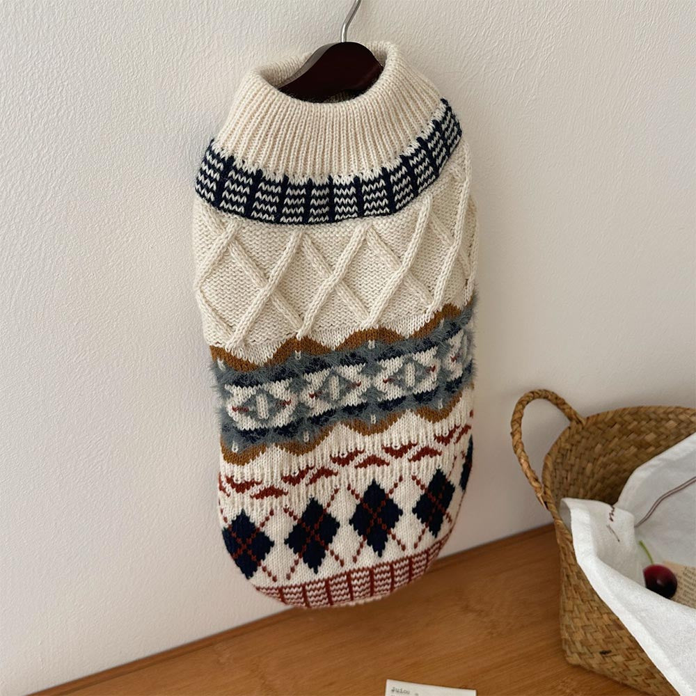 British Retro Argyle Fair Isle Sweater for Pet | NCS-tidenox