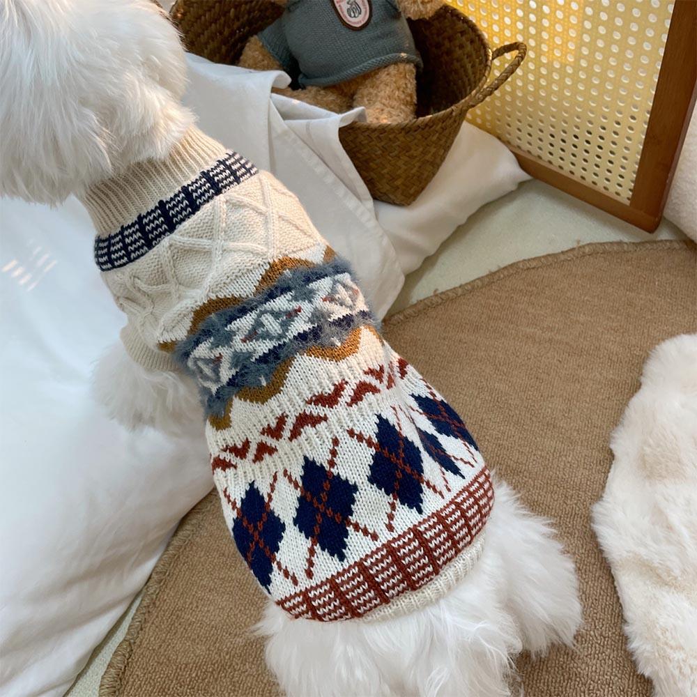 British Retro Argyle Fair Isle Sweater for Pet | NCS-tidenox