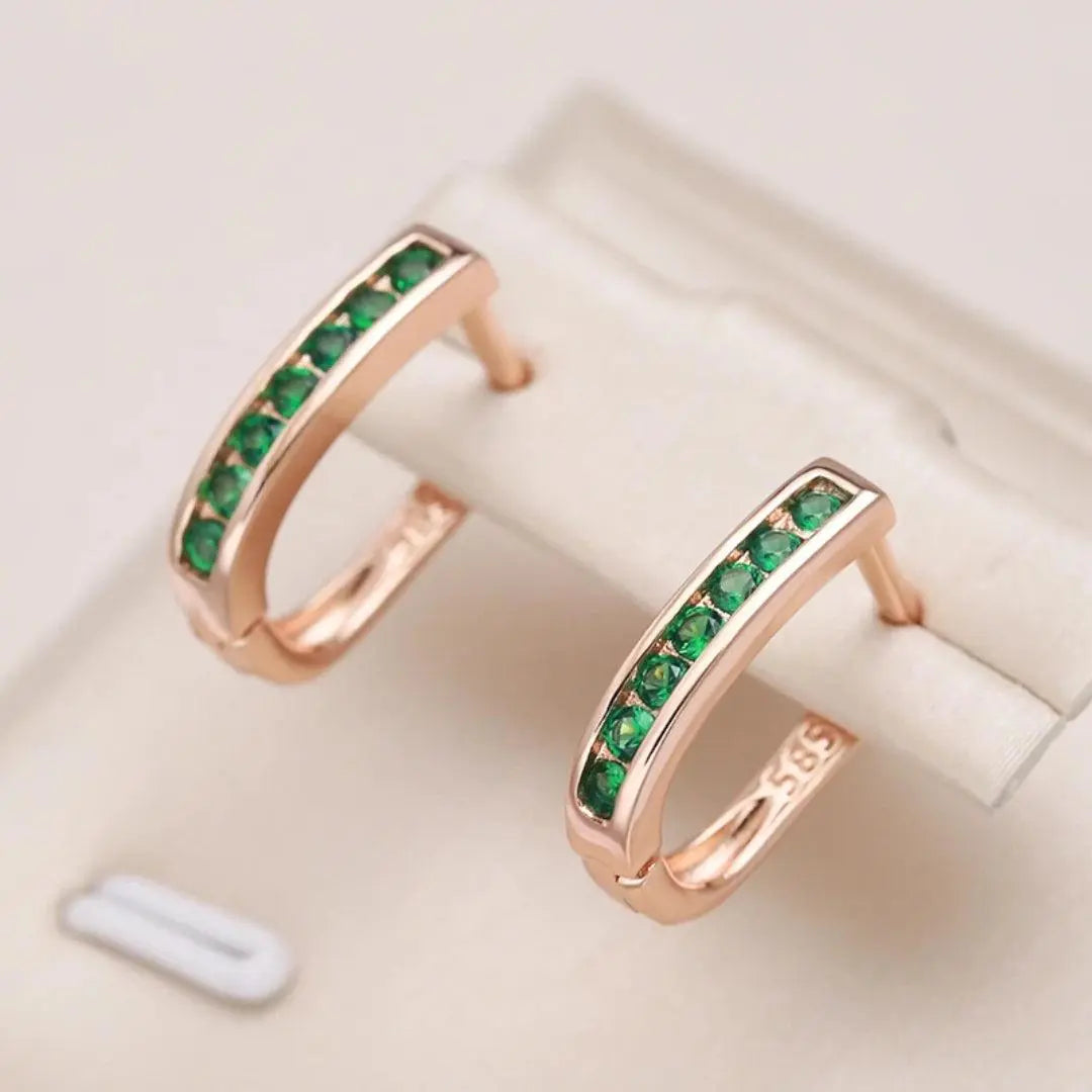 Gold Emerald and Diamond Earrings-tidenox